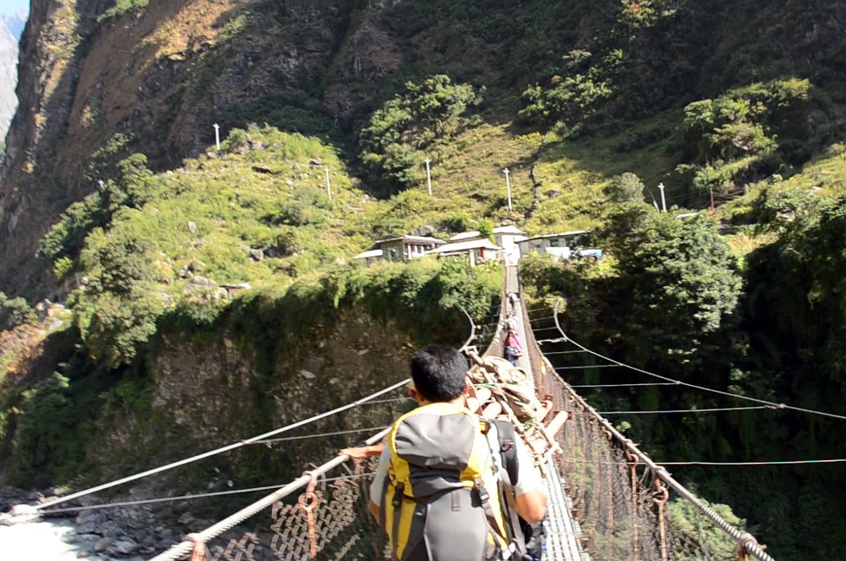 10 Crossing The Bridge Over The Marsyangdi River To Khotro On The Annapurna Circuit 
